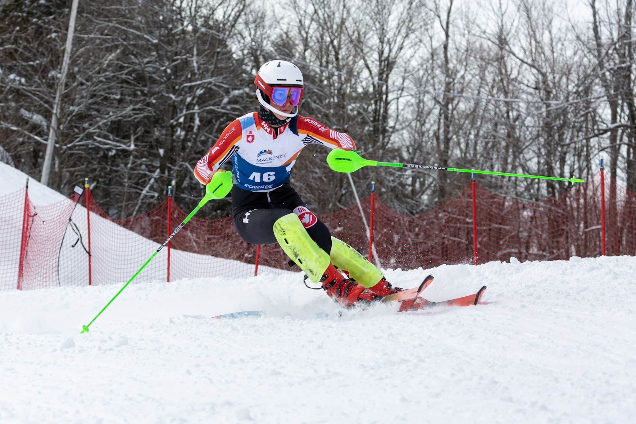 Skier racing slalom